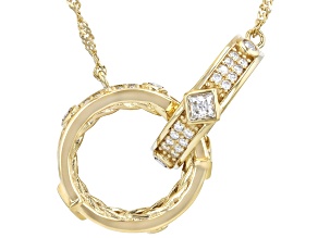 Pre-Owned Moissanite 14k Yellow Gold Over Silver Double Circle Necklace 1.70ctw DEW.