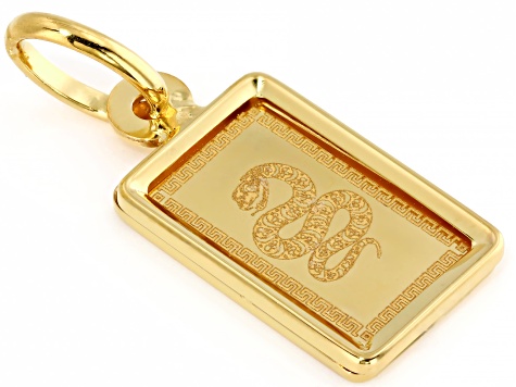 Pre-Owned 24k Yellow Gold 1g Snake Ingot and 10k Yellow Gold Frame Pendant