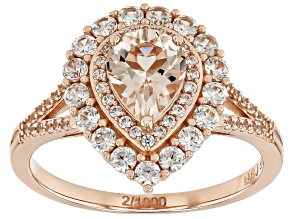 Pre-Owned 115th Anniversary Peach Morganite 18k Rose Gold Over Sterling Silver Holiday Ring 1.75ctw