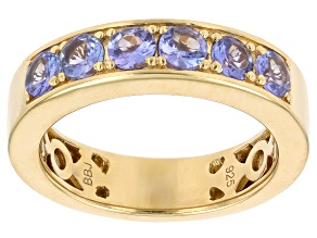 Pre-Owned Round Tanzanite 18k Yellow Gold Over Sterling Silver Band Ring 1.53ctw