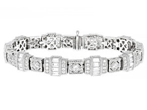Pre-Owned Judith Ripka White Cubic Zirconia Rhodium Over Sterling Silver Estate Bracelet 9.80ctw