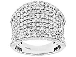 Pre-Owned White Lab-Grown Diamond H SI Rhodium Over Sterling Silver Multi-Row Ring 2.20ctw