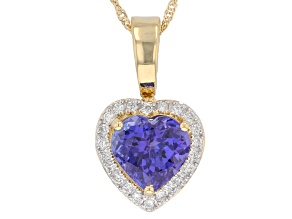 Pre-Owned Blue Tanzanite 18k Yellow Gold Enhancer Pendant With Chain 2.72ctw