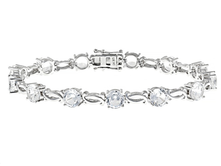 Pre-Owned White Lab Created Sapphire Rhodium Over Sterling Silver Bracelet 16.35ctw