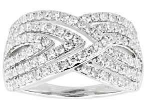 Pre-Owned White Lab-Grown Diamond Rhodium Over Sterling Silver Wide Band Ring 1.00ctw