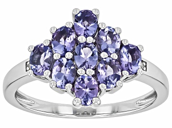 Picture of Pre-Owned Blue Tanzanite Rhodium Over Sterling Silver Ring 1.23ctw