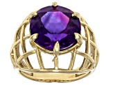 Pre-Owned African Amethyst 18k Yellow Gold Over Sterling Silver Ring 5.40ct