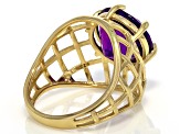 Pre-Owned African Amethyst 18k Yellow Gold Over Sterling Silver Ring 5.40ct