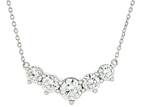 Pre-Owned White Lab-Grown Diamond H SI1 Rhodium Over Sterling Silver Station Necklace 1.33ctw