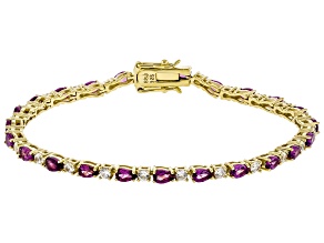 Pre-Owned Purple Rhodolite With White Zircon 18k Yellow Gold Over Sterling Silver Bracelet 6.65ctw