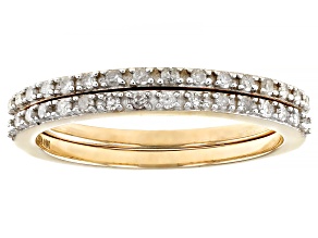 Pre-Owned White Diamond 10k Yellow Gold Band Ring Set Of 2 0.25ctw