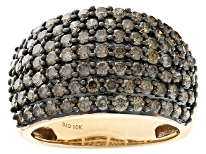 Pre-Owned Champagne Diamond 10k Yellow Gold Wide Band Ring 2.00ctw