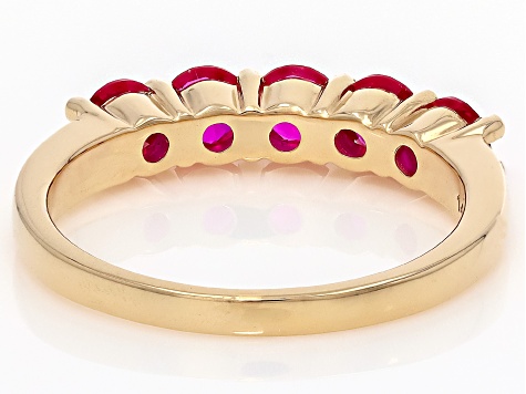 Pre-Owned Lab Created Ruby 14K Yellow Gold 5-Stone Ring 1.75ctw ...