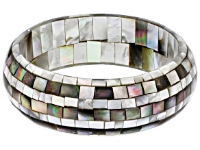 Pre-Owned Black And White Tahitian Mother-Of-Pearl Bangle