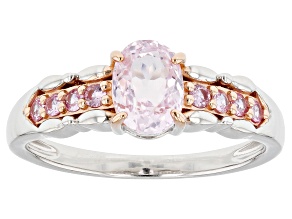 Pre-Owned Pink Kunzite Rhodium Over Silver Two-Tone Ring 1.13ctw