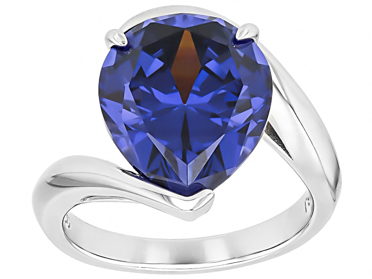Pre-Owned Blue Cubic Zirconia Rhodium Over Sterling Silver Ring 8.50ctw
