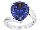 Pre-Owned Blue Cubic Zirconia Rhodium Over Sterling Silver Ring 8.50ctw