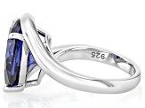 Pre-Owned Blue Cubic Zirconia Rhodium Over Sterling Silver Ring 8.50ctw