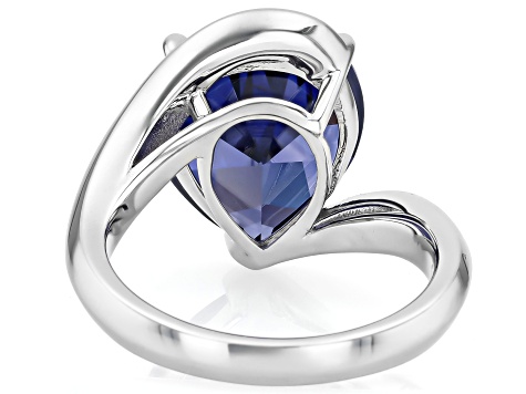 Pre-Owned Blue Cubic Zirconia Rhodium Over Sterling Silver Ring 8.50ctw