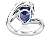 Pre-Owned Blue Cubic Zirconia Rhodium Over Sterling Silver Ring 8.50ctw