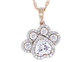 Pre-Owned White Cubic Zirconia 18k Rose Gold Over Silver "The Oliver" Paw Print Pendant 3.03ctw