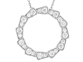 Pre-Owned White Lab-Grown Diamond G-H VS Rhodium Over Sterling Silver Circle Slide Pendant With Chai