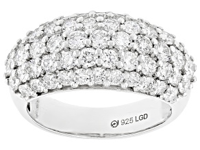 Pre-Owned White Lab-Grown Diamond G-H VS Rhodium Over Sterling Silver Wide Band Ring 2.50ctw