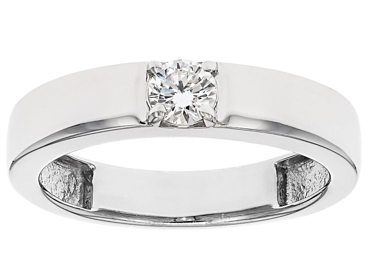 Pre-Owned White Lab-Grown Diamond H SI Rhodium Over Sterling Silver Solitaire Band Ring 0.25ct