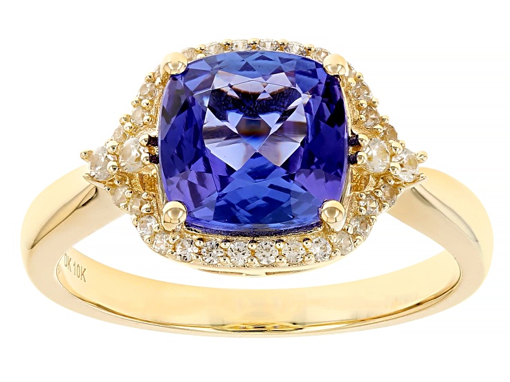 Pre-Owned Blue Tanzanite With White Zircon 10k Yellow Gold Ring 2.46ctw