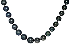 Pre-Owned Black Cultured Tahitian Pearl 14k White Gold Strand Necklace
