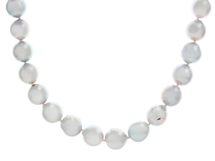 Pre-Owned Platinum Cultured Japanese Akoya Pearl Rhodium Over Sterling Silver 18 Inch Necklace