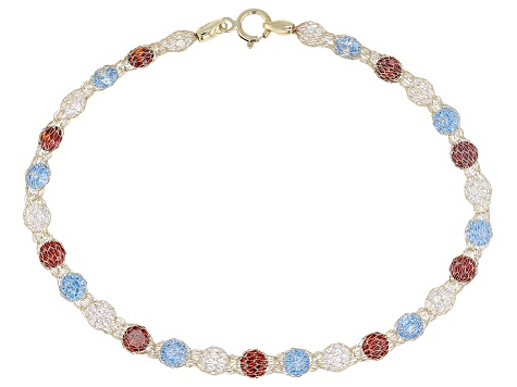 Pre-Owned Multi-Color Cubic Zirconia 10k Crochet Tiara D'Tuscano Bracelet 12.64ctw