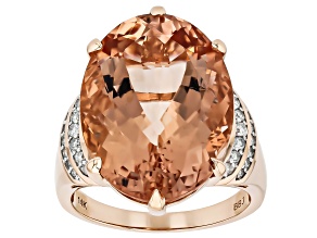 Pre-Owned Peach Morganite 14k Rose Gold Ring 14.82ctw