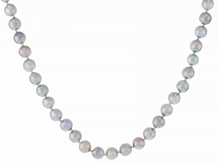 Pre-Owned Platinum Cultured Japanese Akoya Pearl Rhodium Over Sterling Silver 18 Inch Necklace