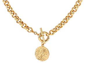 Pre-Owned 18k Yellow Gold Over Bronze 7mm Rolo 17" Necklace