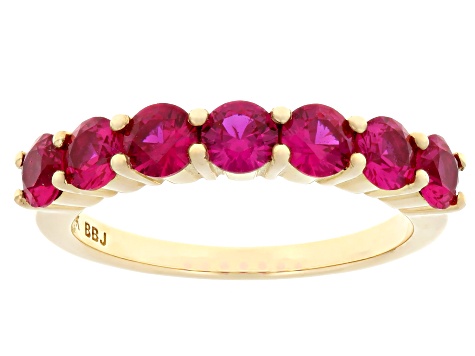 Pre-Owned Lab Created Ruby 14K Yellow Gold 7-Stone Ring 2.04ctw ...