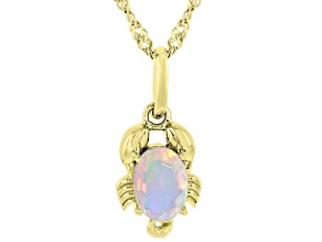 Pre-Owned White Ethiopian Opal 18k Yellow Gold Over Sterling Silver Scorpio Birthstone Pendant W/Cha