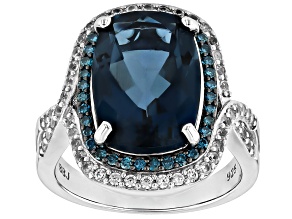 Pre-Owned London Blue Topaz Rhodium Over Sterling Silver Ring 7.69ctw