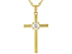 Pre-Owned Moissanite 14k Yellow Gold Over Silver Cross Pendant .50ct DEW