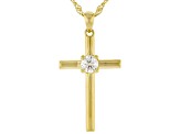 Pre-Owned Moissanite 14k Yellow Gold Over Silver Cross Pendant .50ct DEW