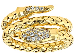 Pre-Owned 18k Yellow Gold Over Sterling Silver Cubic Zirconia Woven Snake Design Ring