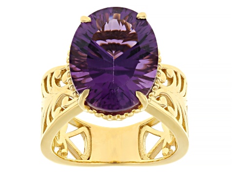 Pre-Owned Purple Canela Amethyst 18k Yellow Gold Over Sterling Silver Ring 6.61ctw