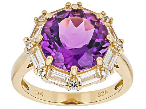 Pre-Owned Canela Amethyst 18k Yellow Gold Over Sterling Silver Ring