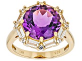 Pre-Owned Canela Amethyst 18k Yellow Gold Over Sterling Silver Ring
