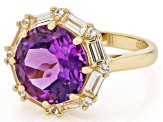 Pre-Owned Canela Amethyst 18k Yellow Gold Over Sterling Silver Ring