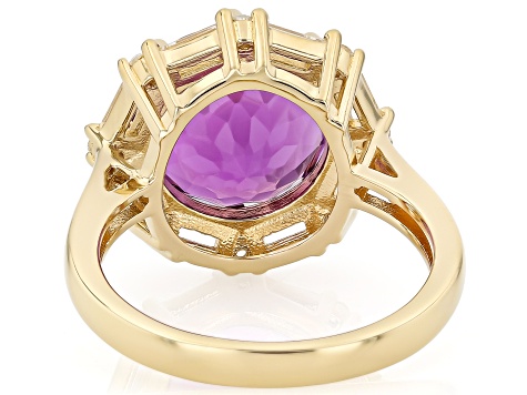 Pre-Owned Canela Amethyst 18k Yellow Gold Over Sterling Silver Ring