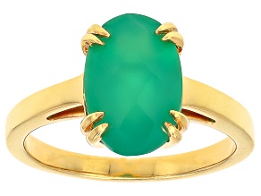Pre-Owned Green Onyx 18k Yellow Gold Over Sterling Silver Ring