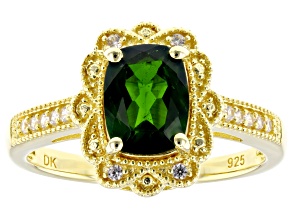 Pre-Owned Green Chrome Diopside 18k Yellow Gold Over Sterling Silver Ring 1.34ctw