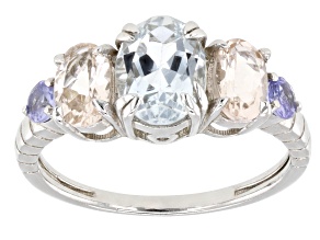 Pre-Owned Blue Aquamarine Rhodium Over Sterling Silver Ring 2.00ctw
