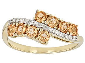 Pre-Owned Spessartite With Diamond 10k Yellow Gold Ring 1.16ctw